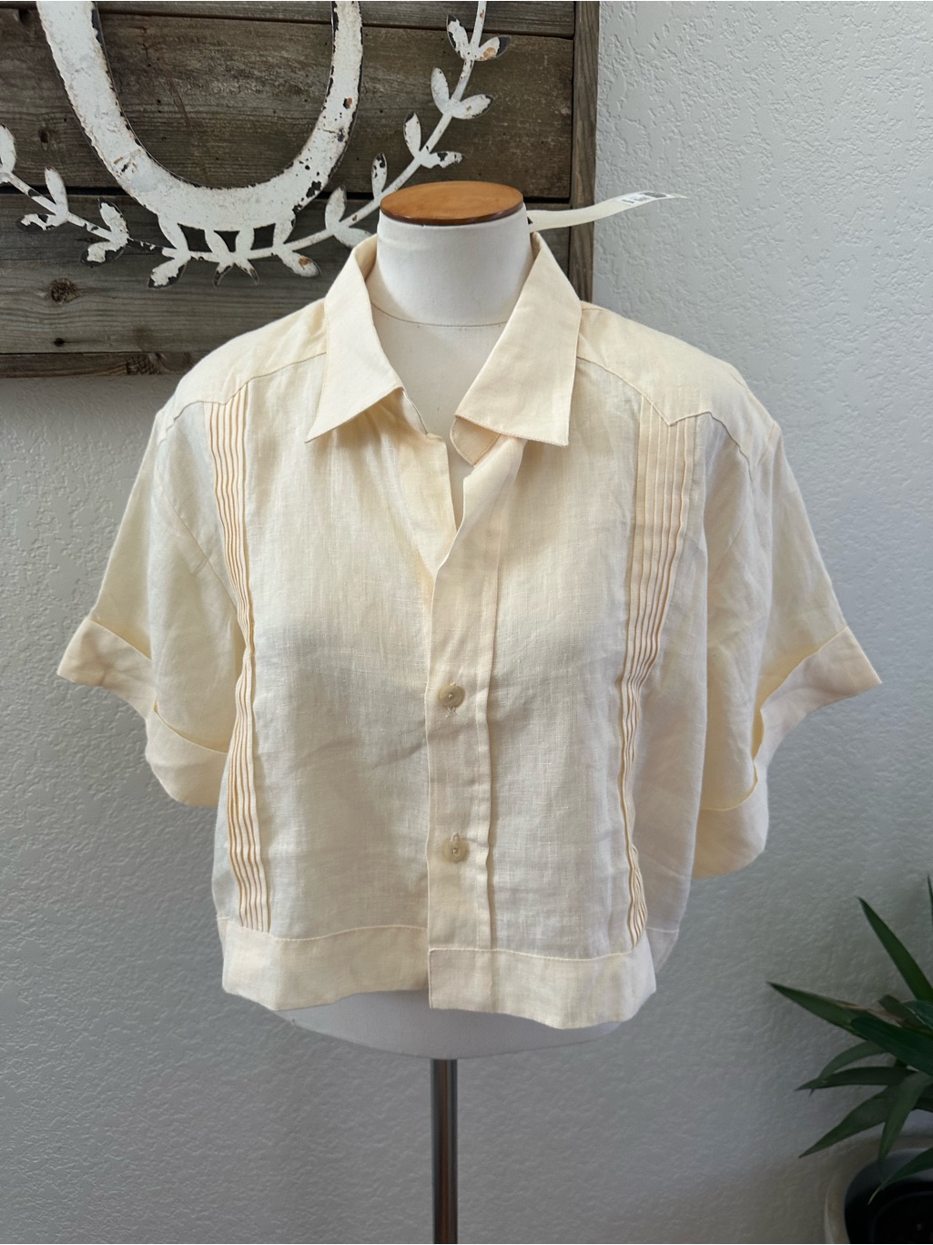 Johanna Ortiz Cloud Forest Short-Sleeve Button Front Organic Linen Women's Top 8